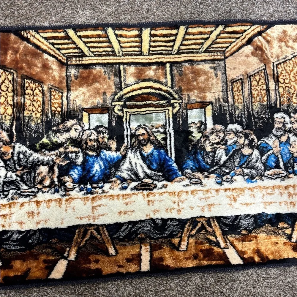 Vintage The Lord's Last Supper Tapestry Large Wall Art Made in Italy